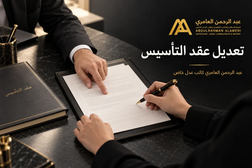 مراجعة تعديل عقد التأسيس والتصديق على توقيع العميل